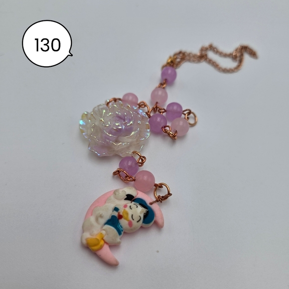 Handmade Cute Pink and Purple car charm with Cartoon Pendant - Picture 2 of 4